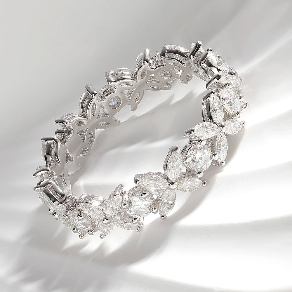 Moissanite Rings For Women 100% 925 Sterling Silver Horse Eye Diamond 1.5*3mm Marquise Cut D Color