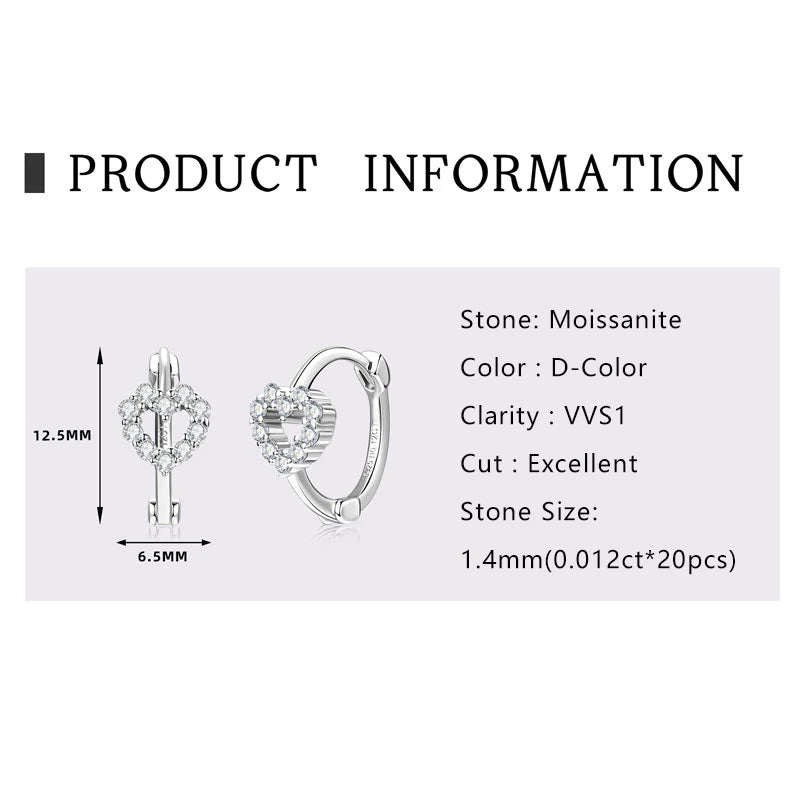 Moissanite Hoop Earring For Women 925 Sterling Silver