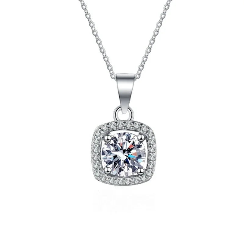 Valentine's Day 18K White Gold Necklaces Women Wedding Jewelry 1CT Moissanite Diamond Pendant PT950 Platinum Girl Birthday Gift