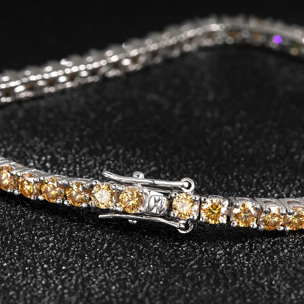 Real Moissanite Tennis Bracelet Sparkling Full Diamond 3mm