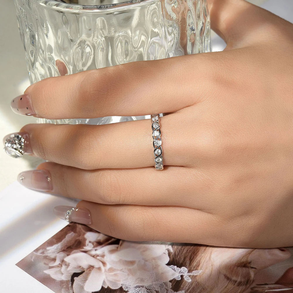 Moissanite Rings for Women Men S925 Sterling Silver Plated 18K 2mm D Color