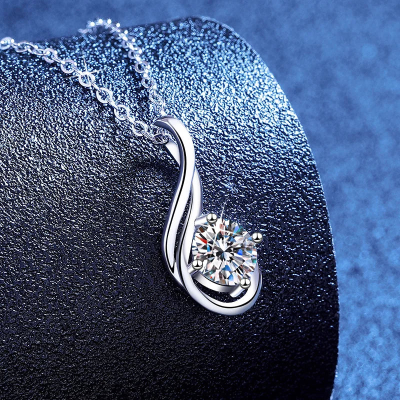 Infinity Note Necklace PT950 1Ct Japanese-Korean Minimalist Water Drop Pendant Hypoallergenic Platinum Jewelry Gift