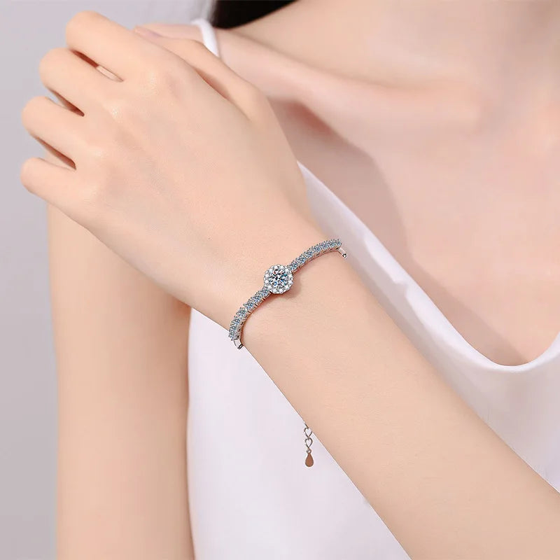 Moissanite Tennis Bracelets 2.4cttw D Color 100% Real for Women Elegant Sparkling S925 Sterling Silver Chain