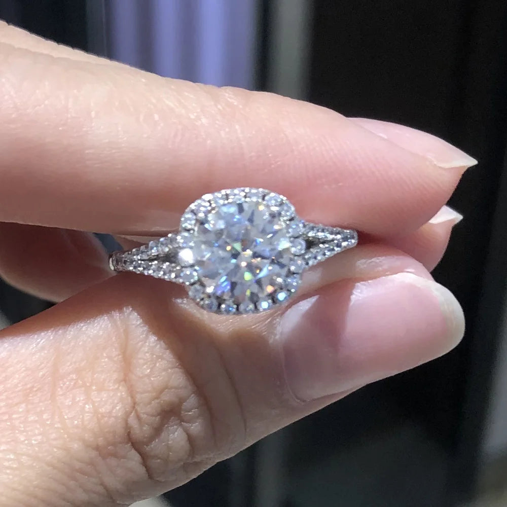 2ct D Color Moissanite Wedding Rings For Women Anniversary S925 Sterling Silver