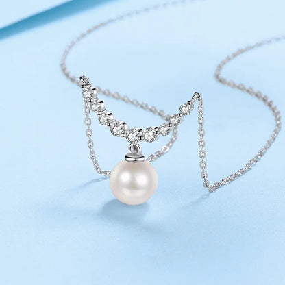 Pearl Pendant Moissanite Necklace