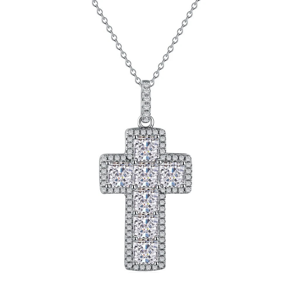 Moissanite Cross Pendant Necklace