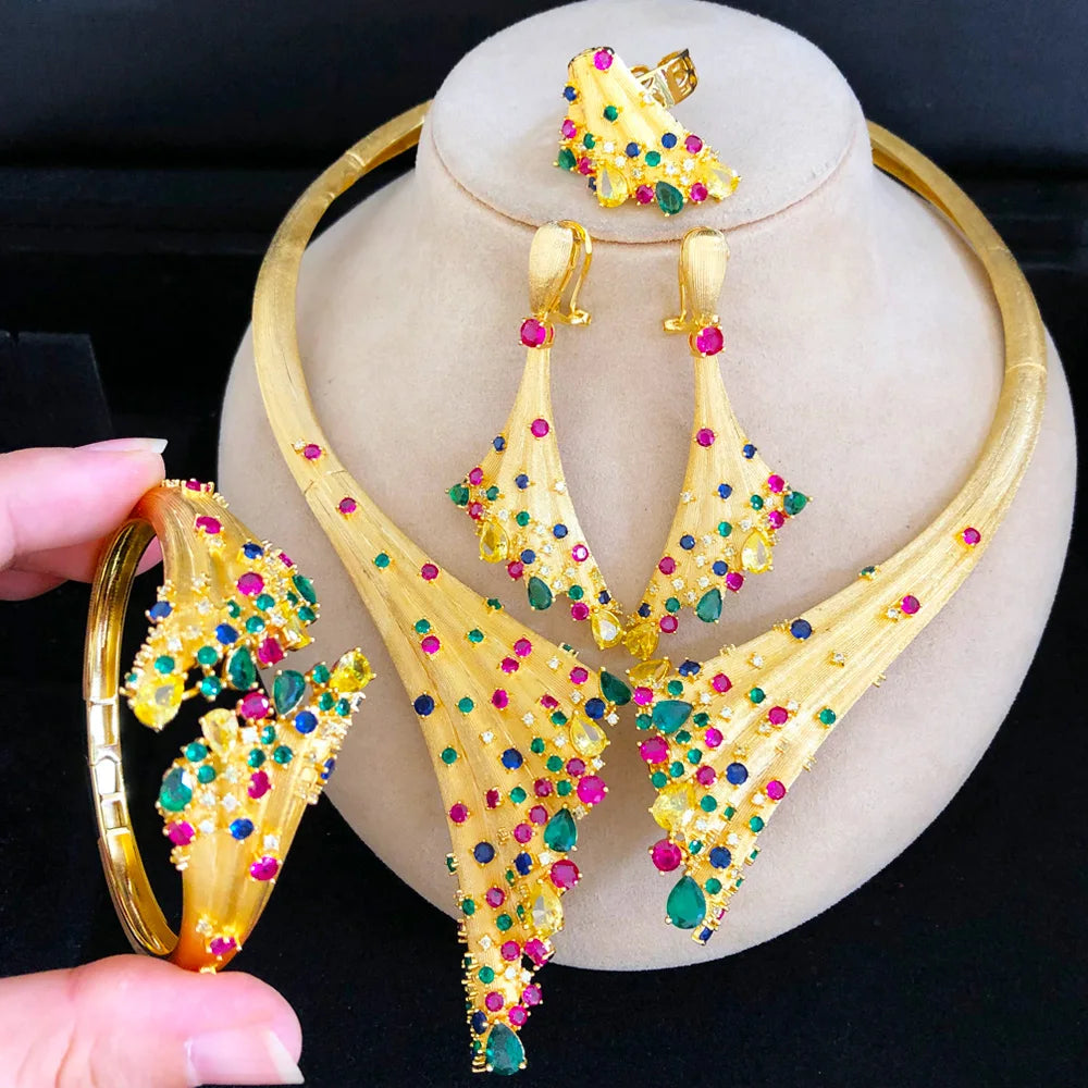 4pcs African Dubai Jewelry Sets for Weddings