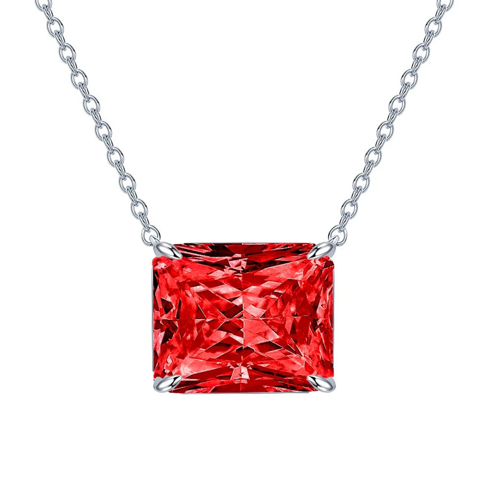 10CT Radiant Cut G Color High Carbon Diamond Gemstone Pendant Necklace 100% 925 Sterling Silver