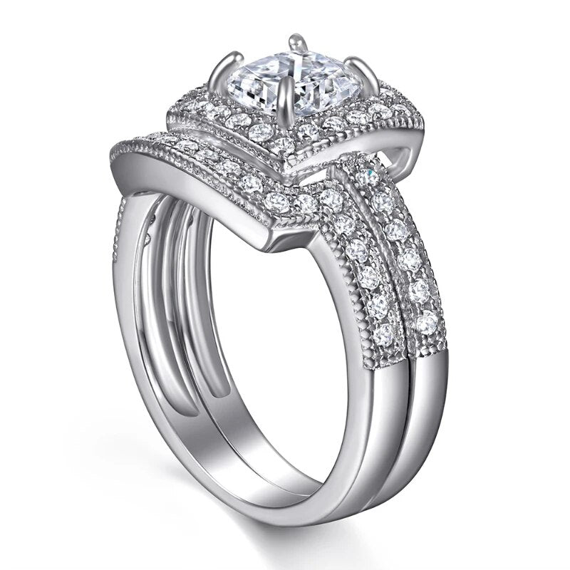 1 Carat Moissanite Engagement Wedding Set Ring