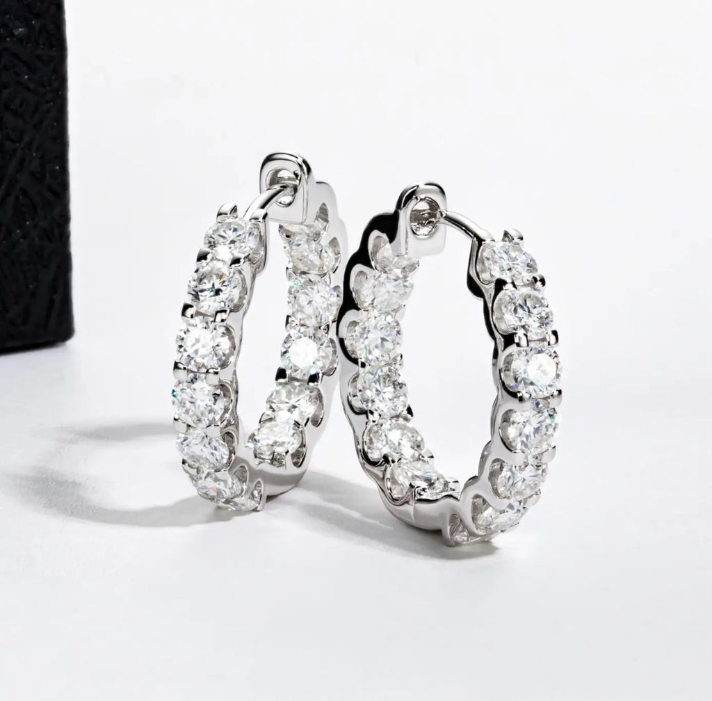 Hoops 3mm Full Moissanite Earrings Original Certified 925 Silver Plated 18K Gold Diamond Hoop Earring  for Women Wedding Jewelry