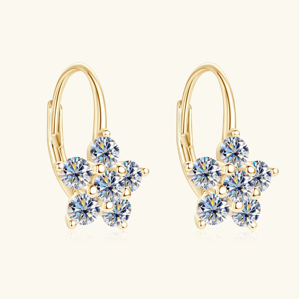 Moissanite Diamond Earrings White Gold Vermeil S925 Sterling Silver Hoop Earrings 3MM for Women Girls Sparkly Gorgeous Jewelry