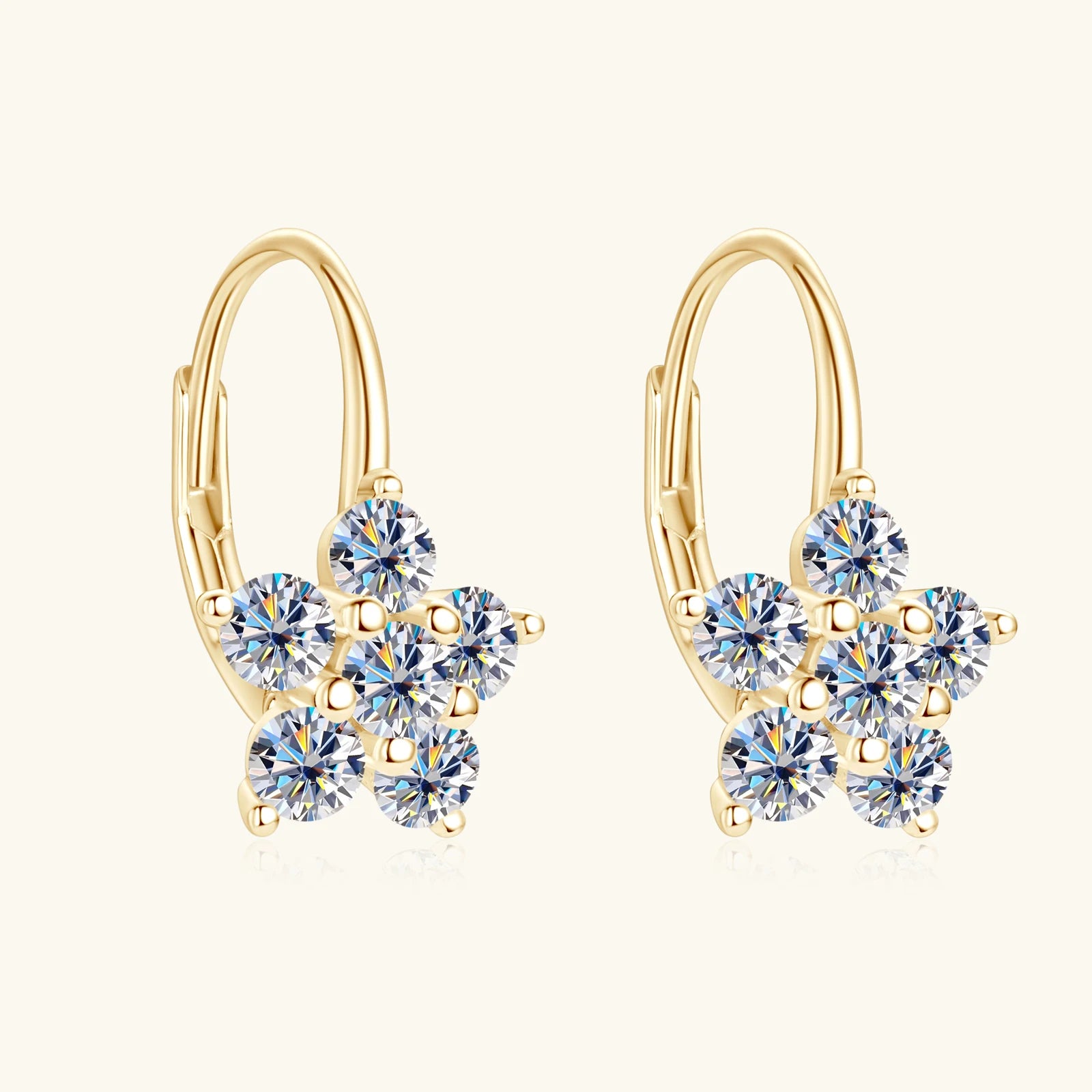 Moissanite Diamond Earrings White Gold Vermeil S925 Sterling Silver Hoop Earrings 3MM for Women Girls Sparkly Gorgeous Jewelry