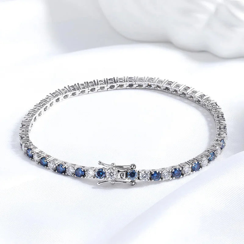 Full Moissanite Diamond 3/4/5/6.5mm Tennis Bracelets for Women Man Colorful Gem Sparkling 925 Sterling Silver Chain GRA
