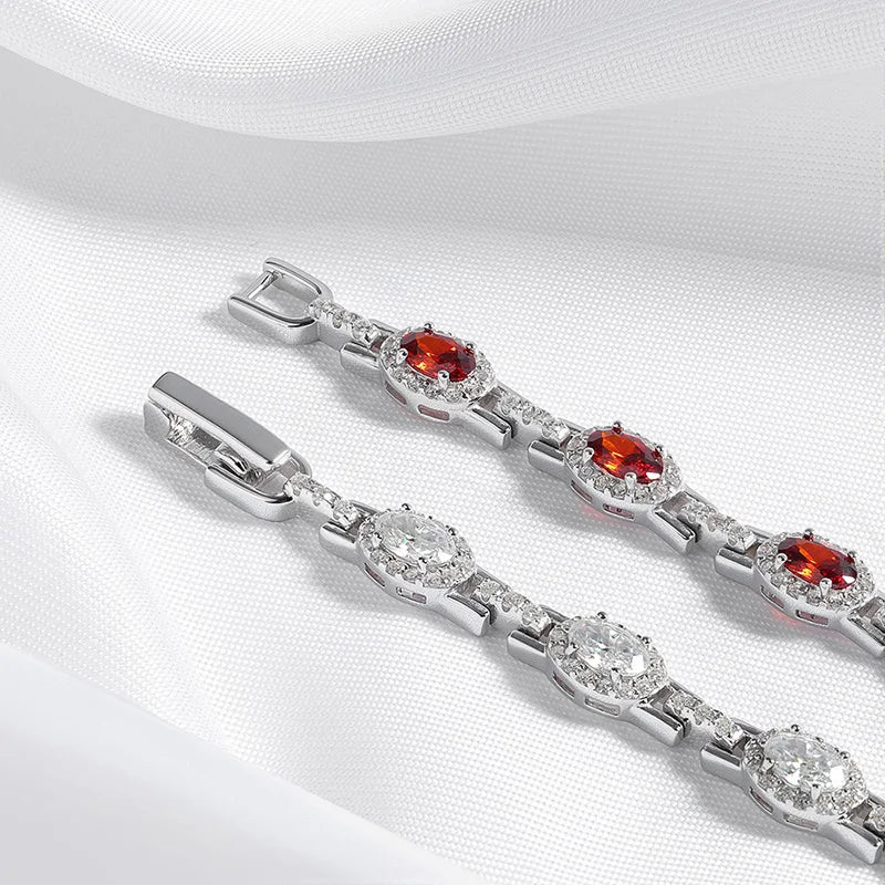 Oval Cut Zircon/moissanite Full Diamond Bracelets for Women Luxury Jewelry Bride Sparkling Bangles S925 Sterling Silver