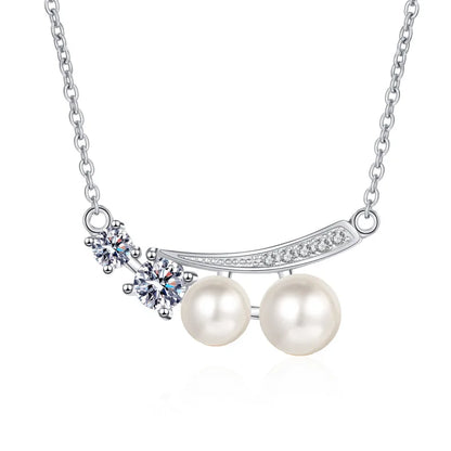 Moissanite Diamond Freshwater Pearl Pendant Necklace