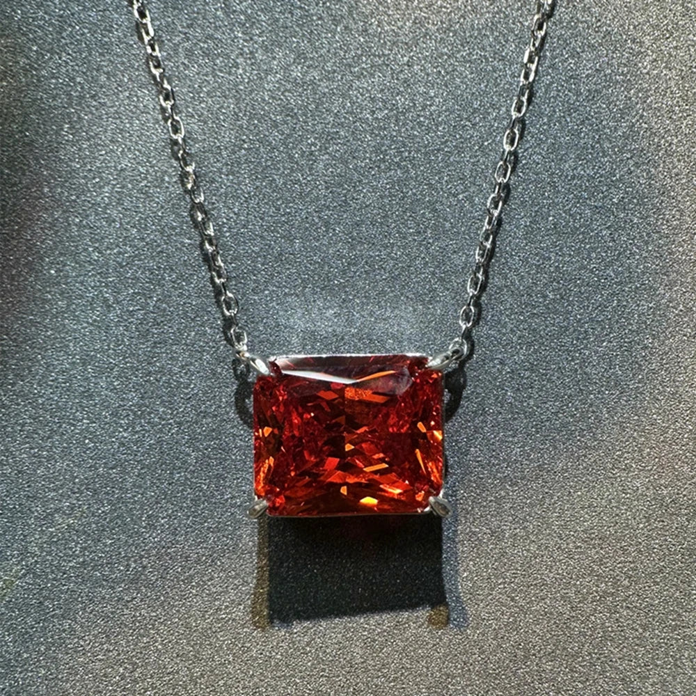 10CT Radiant Cut G Color High Carbon Diamond Gemstone Pendant Necklace 100% 925 Sterling Silver