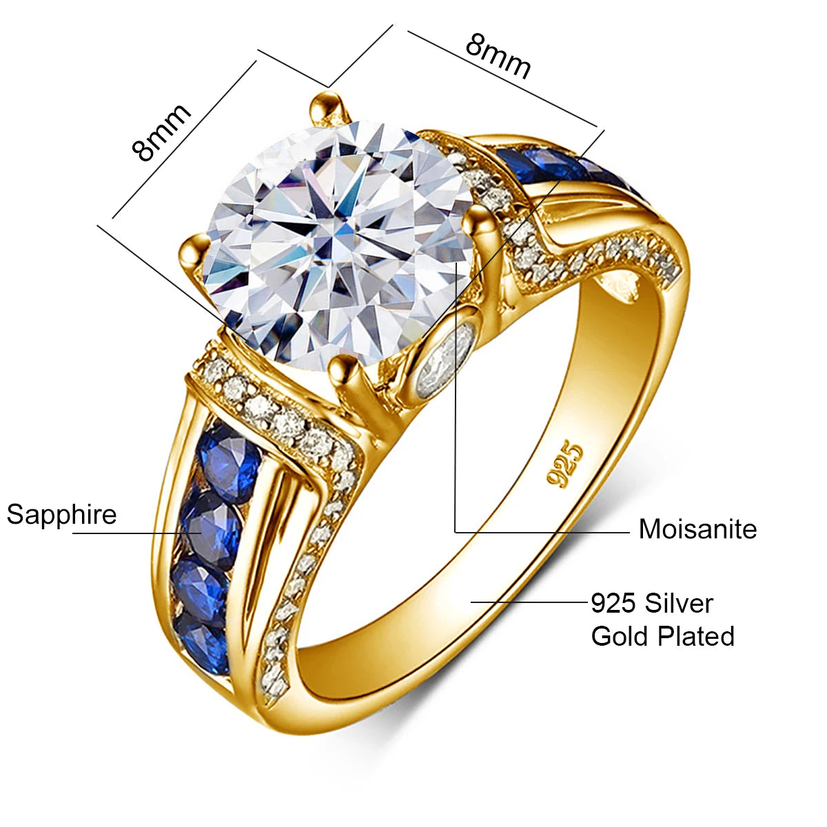 Round Cut Moissanite Rose gold Ring For Women 2ct