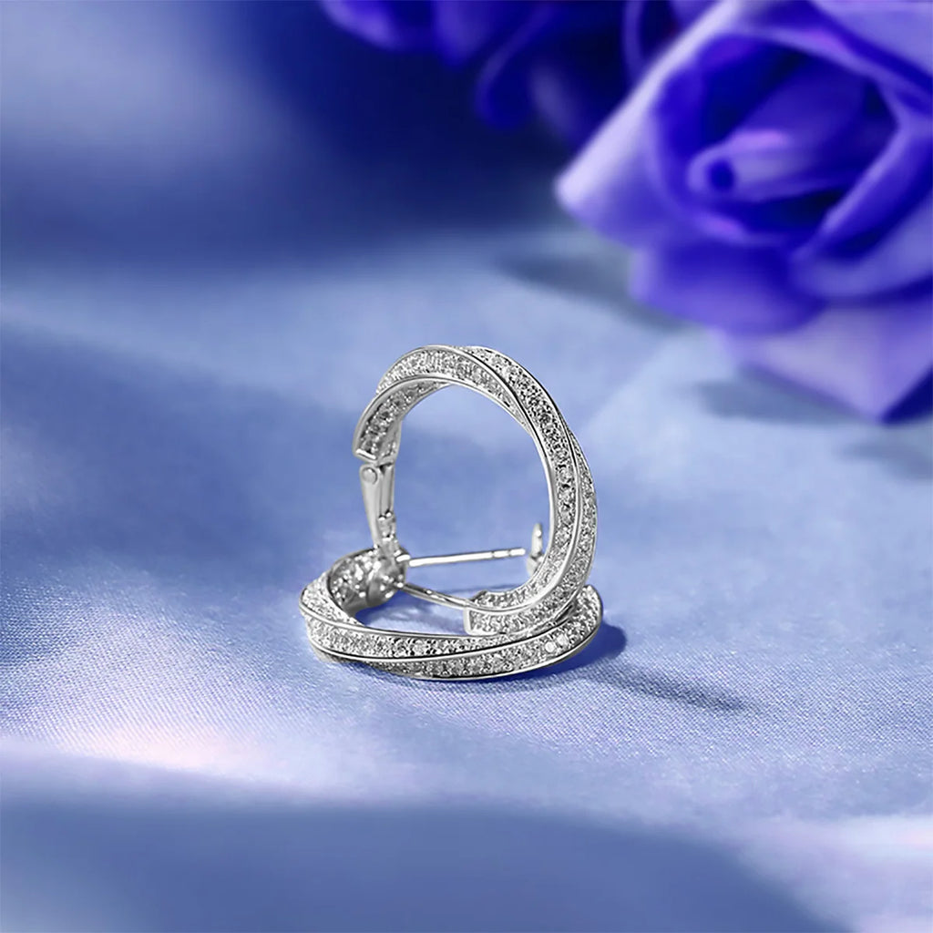 Moissanite Diamond Massive Hoop Earrings Sterling Silver 925