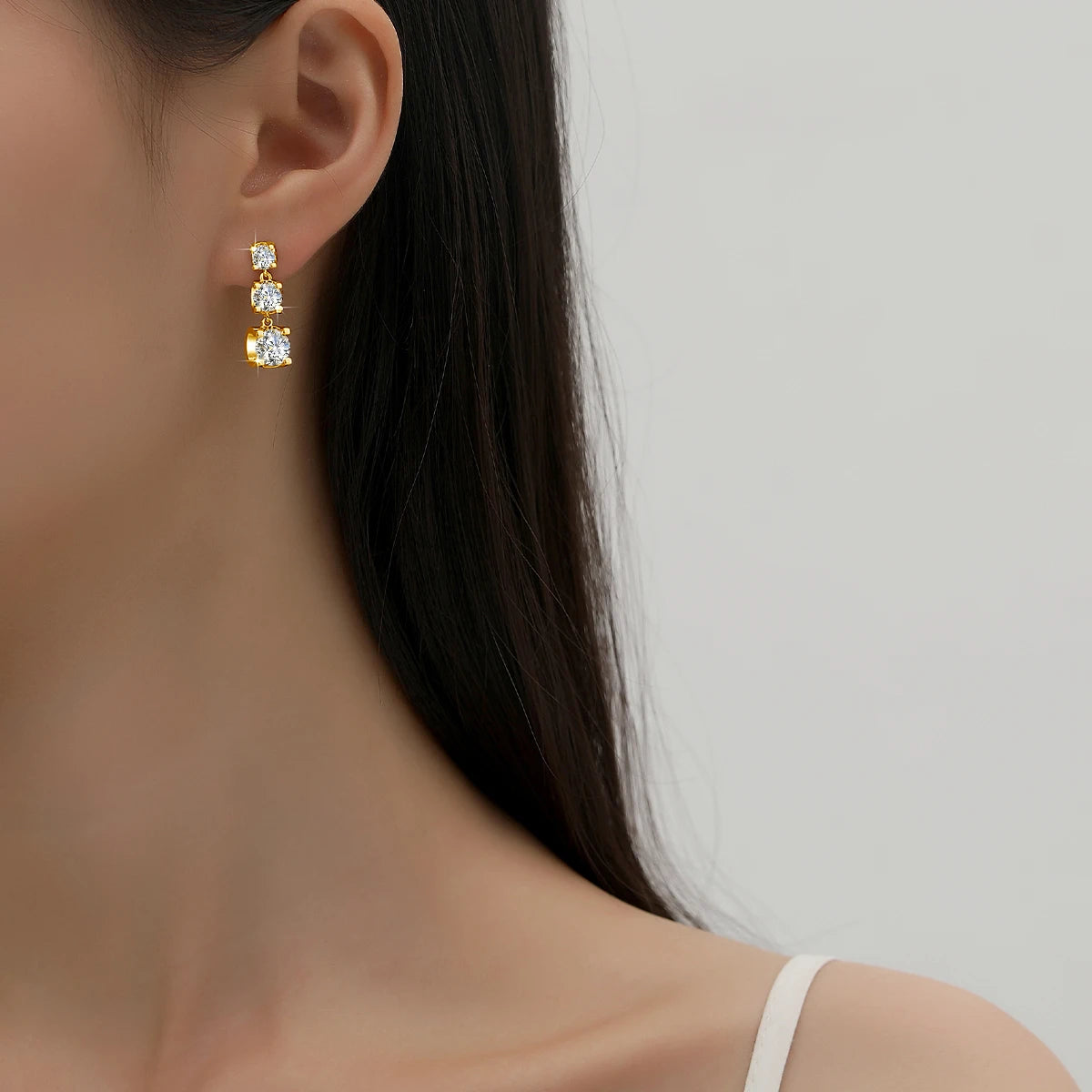 Moissanite Drop Earrings Gold Women D Color VVS1