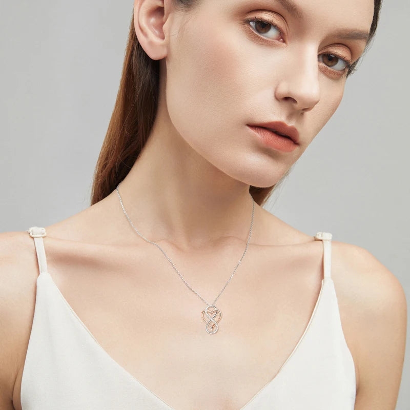 Moissanite Heart Infinity Pendant Necklace