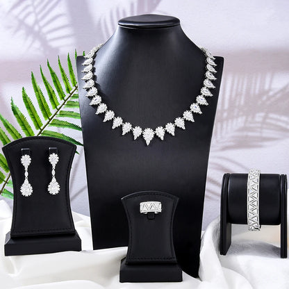 Shiny Long Necklace Earrings Jewelry Sets