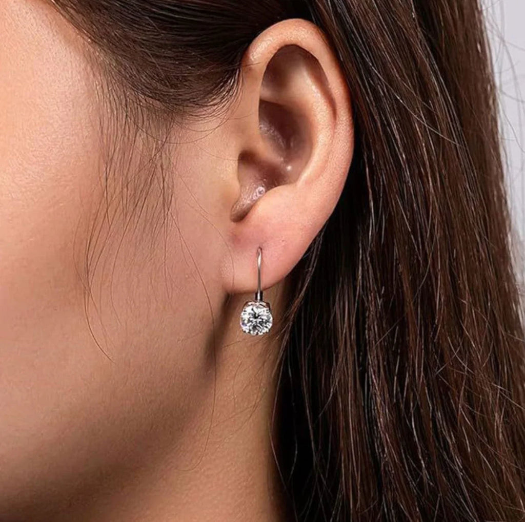 GRA Certified 1CT Moissanite Hoop Earrings for Women 6.5mm D Color Solitaire Earrings 925 Sterling Silver Plated 18K