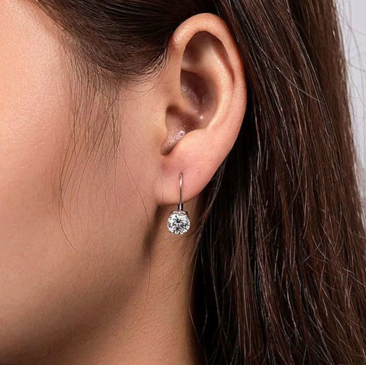 GRA Certified 1CT Moissanite Hoop Earrings for Women 6.5mm D Color Solitaire Earrings 925 Sterling Silver Plated 18K