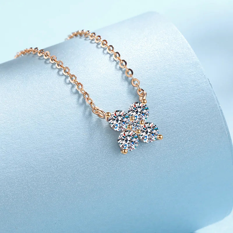 Girlfriend Valentine's Day 18K Rose Gold Necklaces Women Wedding Fine Jewelry 1.26CT Moissanite Diamond Daughter Birthday Gift