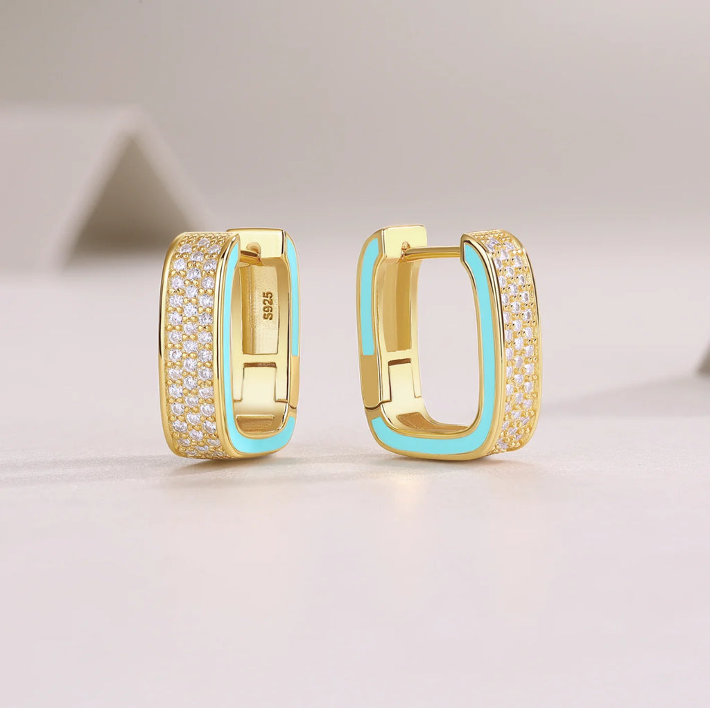 Hoop Earrings, Huggie Hoops 925 Sterling Silver Earrings for Women Sparkling Wedding Party Jewelry 1.2mm Moissanite