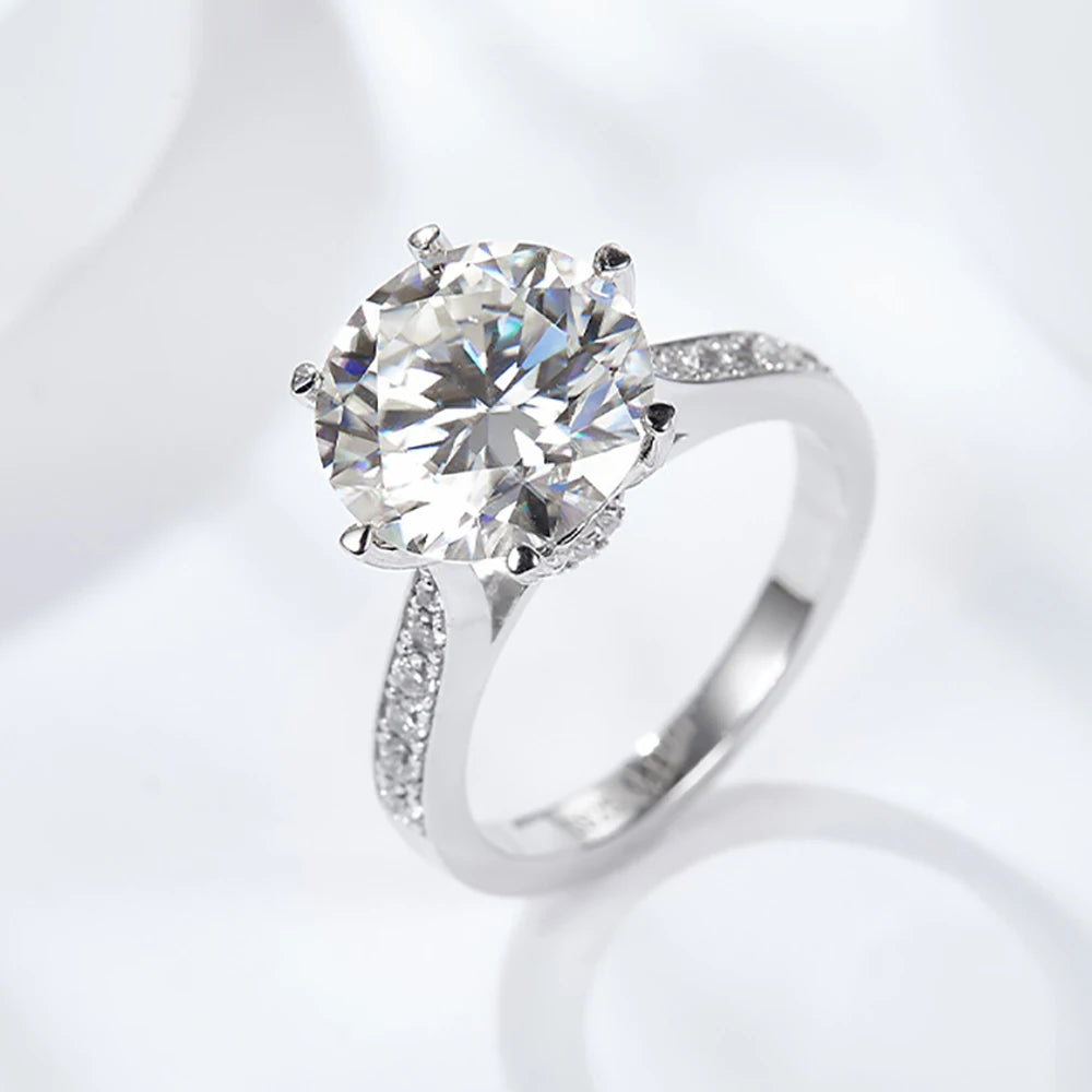 Moissanite Rings Women S925 Sterling Silver Plated 18K 5ct D Color