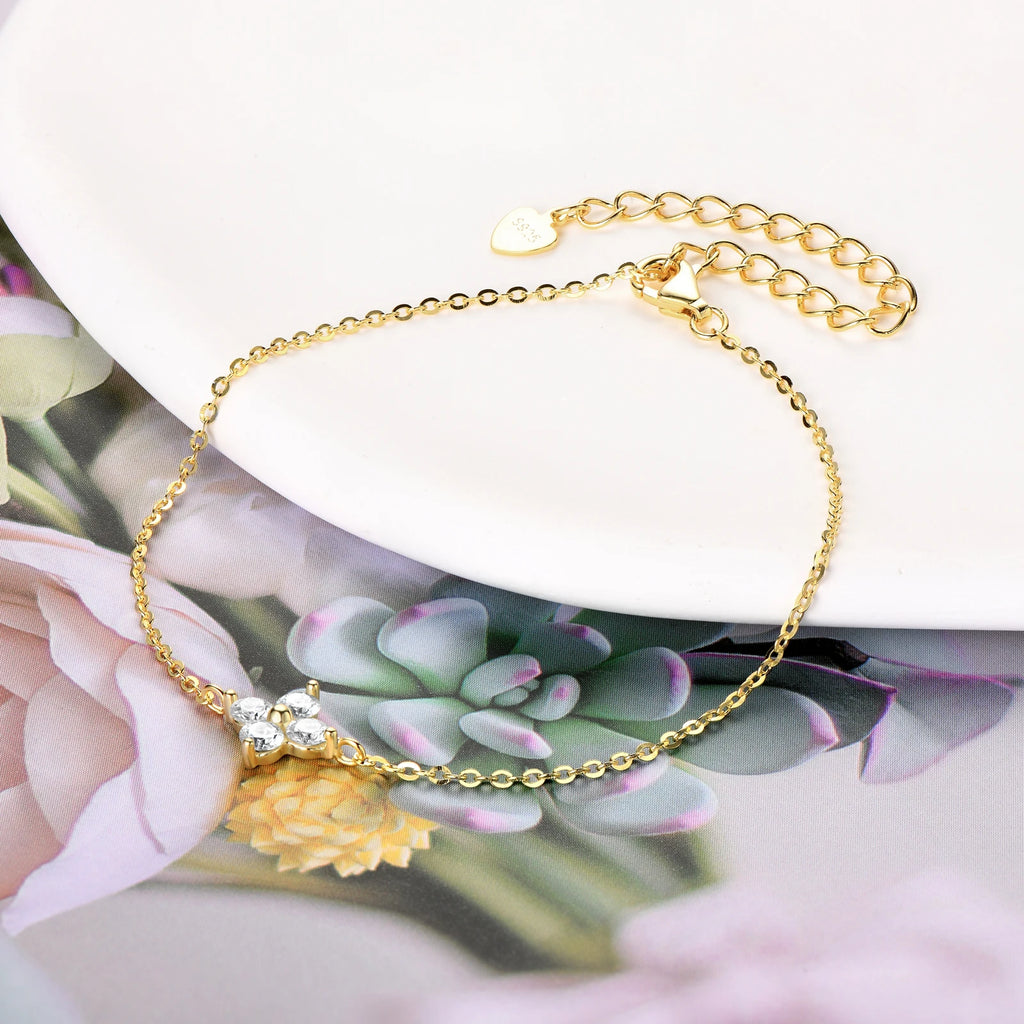 Certified Moissanite Bracelet 925 Sterling Silver Four Leaf Clover Chain Bracelets Plated Rose Gold for Women's Luxury Gifts GRA