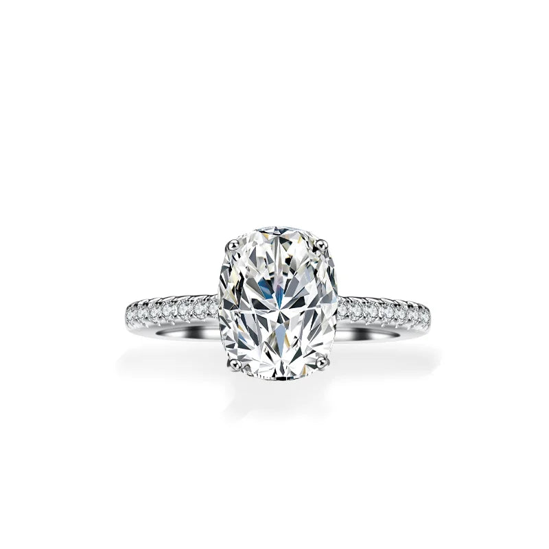 Moissanite Engagement Ring Cushion Cut 2 Carat 925 Sterling Silver Rings For Women