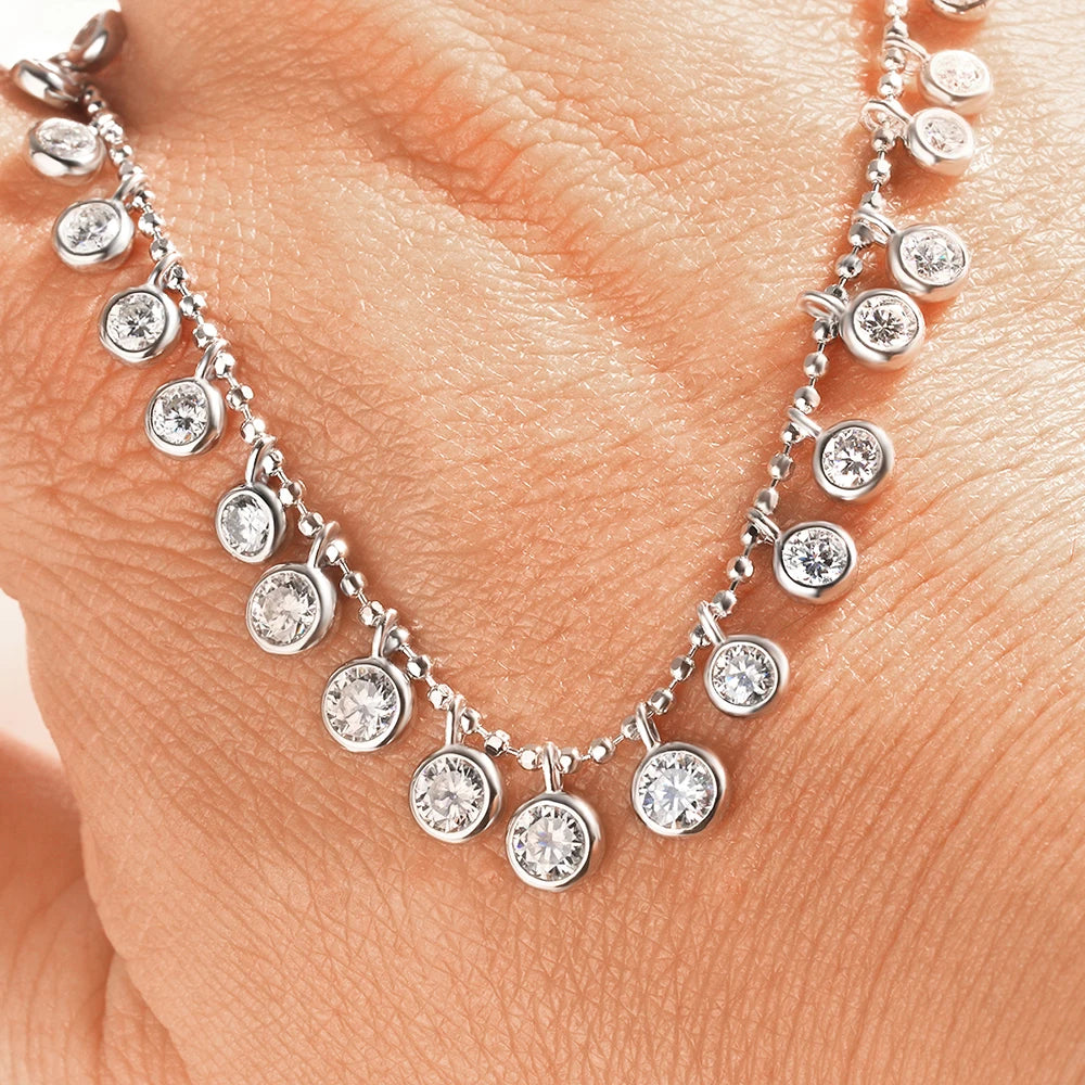 Moissanite Bubble Necklace  4.5ct D for Women Gift Solid s925 Silver Sparkling Lab Diamond Gypsophila Necklace Jewelry