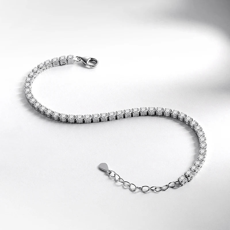Moissanite Tennis Bracelet 3mm for Women Man Full Diamond Adjustable 15-20CM S925 Sterling Silver Jewelry GRA