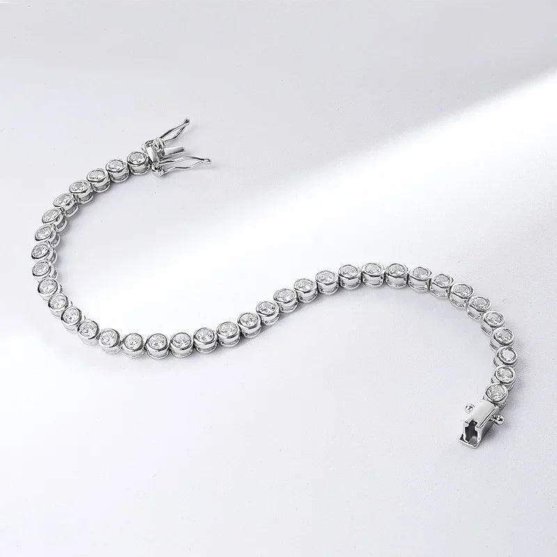 Bubble Moissanite Tennis Bracelet 2/3MM for Women Men Full Diamond Original Sterling Silver 925 Chain with Certificate