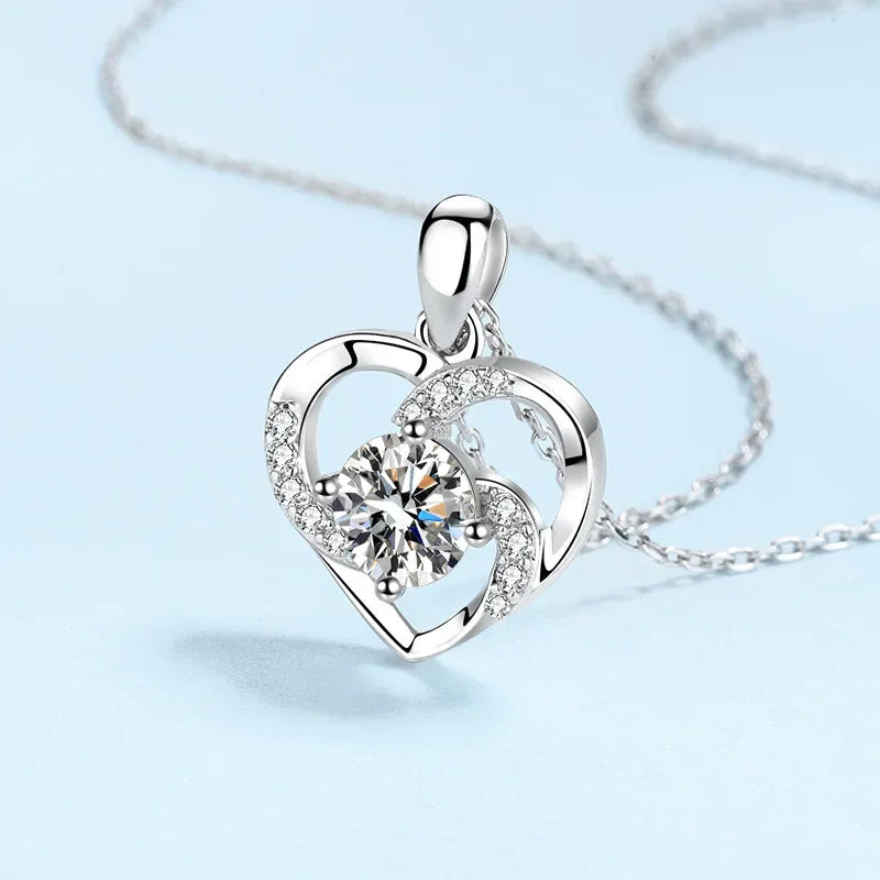 Girlfriend Birthday Gift PT950 Platinum Heart Necklaces Daughter Wedding Jewelry 0.8CT Moissanite Diamond Women Valentine's Day