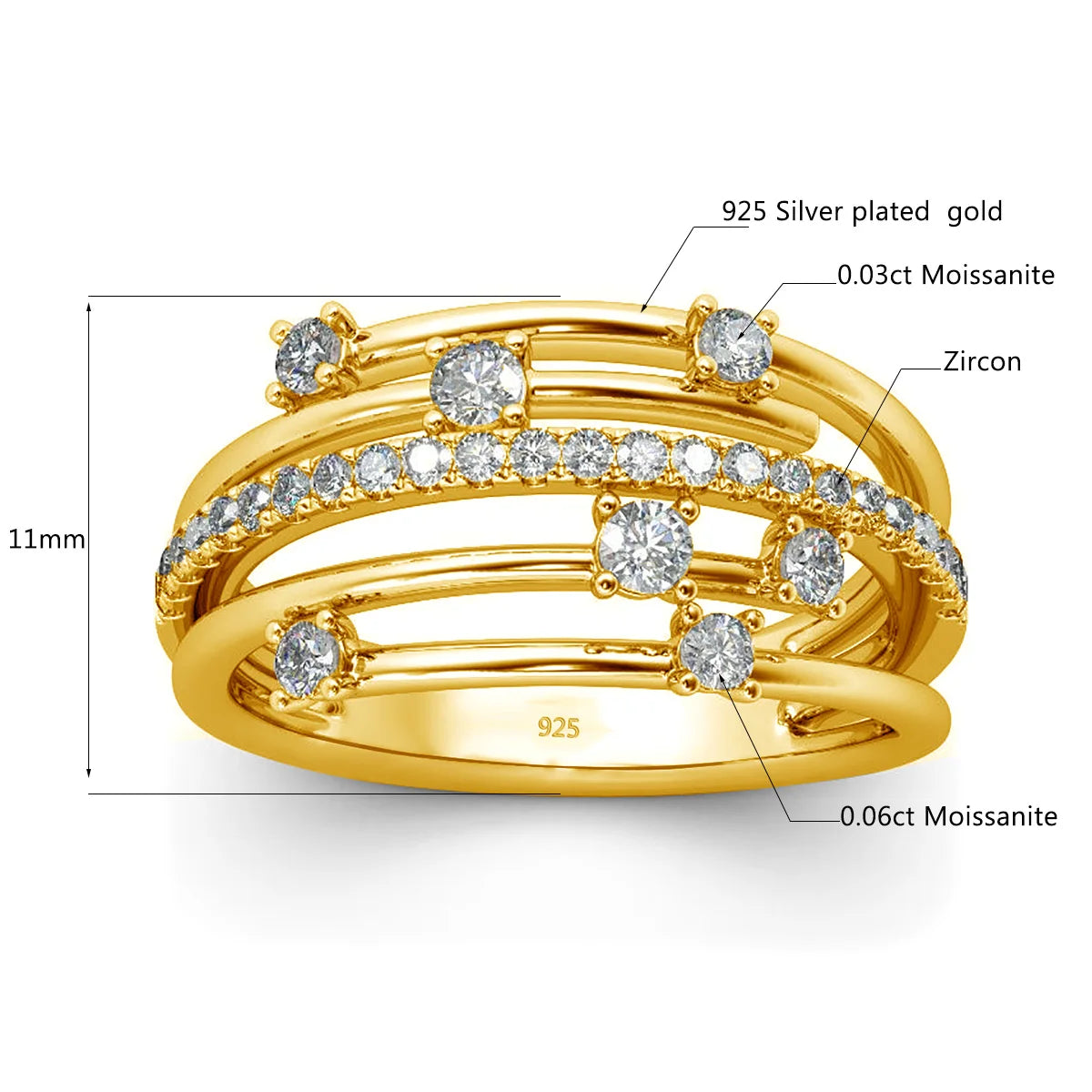 Moissanite Ring Eternity Wedding Band Solid 925 Silver
