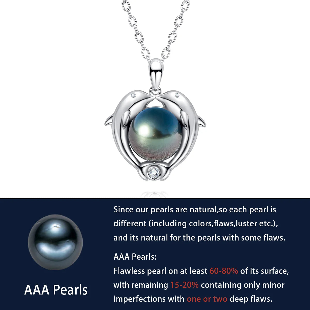 10-11mm Tahitian Black Pearl Dolphin Necklace