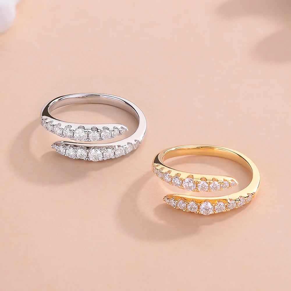 0.45ct D Color All Moissanite Rings For Women 100% S925 Sterling Silver Plated 18K