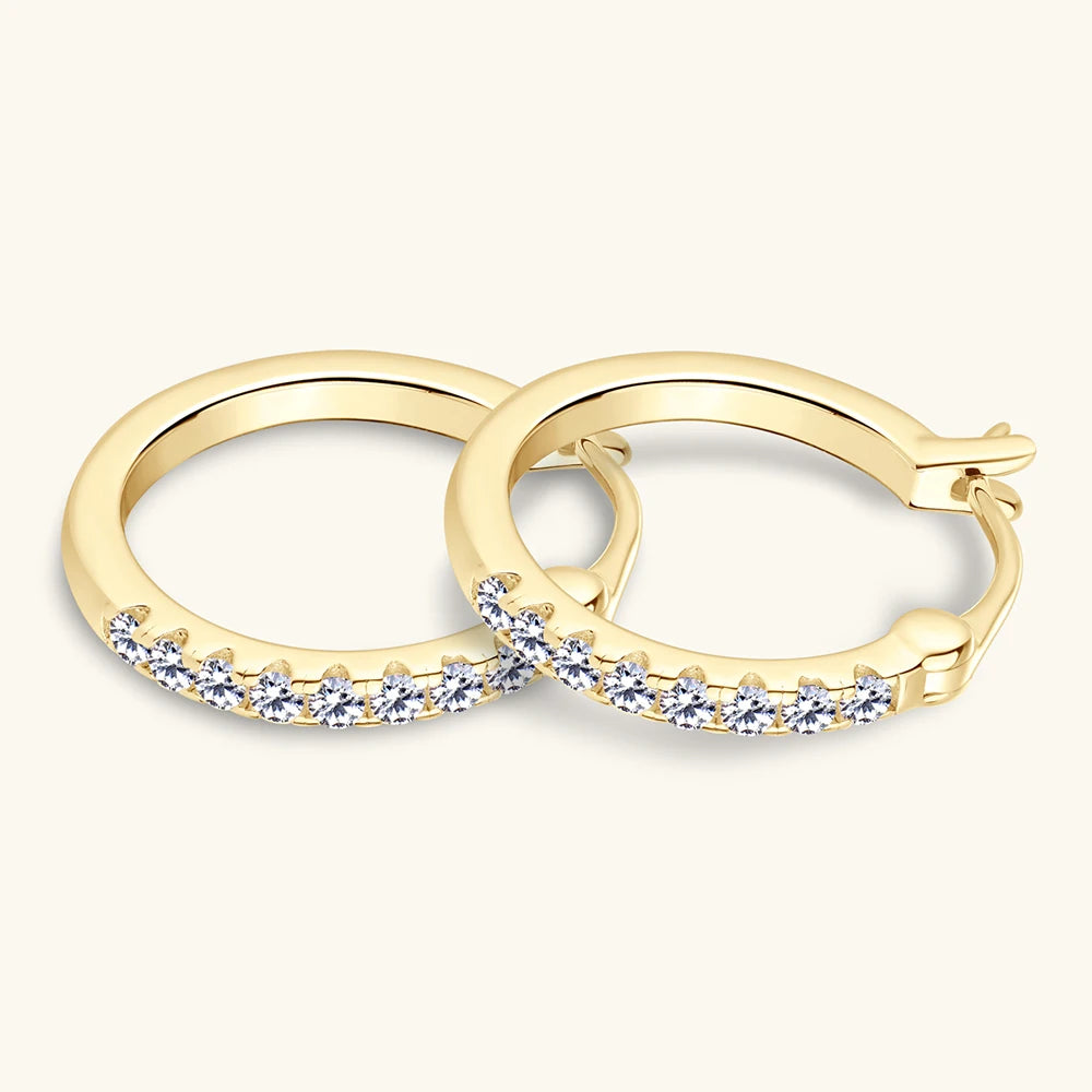 Hoops 1.8mm Moissanite Earrings For Women Real 925 Sterling Sliver Plated Yellow Gold Hoop Earring Fine Jewelry Christmas Gifts