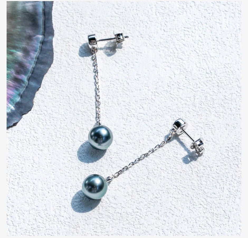 9-11mm Tahitian Black Pearl Earrings