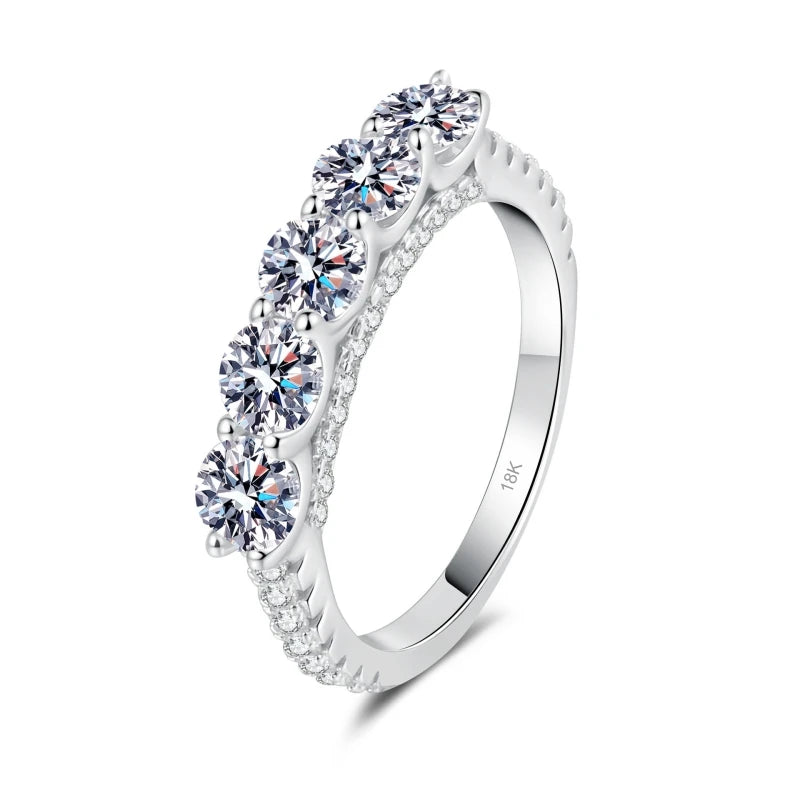 Women Engagement 18K White Gold Wedding Band 1.5CT Moissanite Diamond Girl Valentine's Day PT950 Platinum Birthday Gift Rings