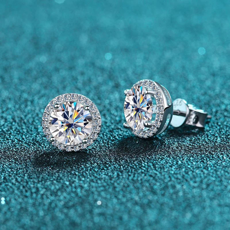 D Color Moissanite Stud Earrings | 0.5ct-2ct S925 Silver