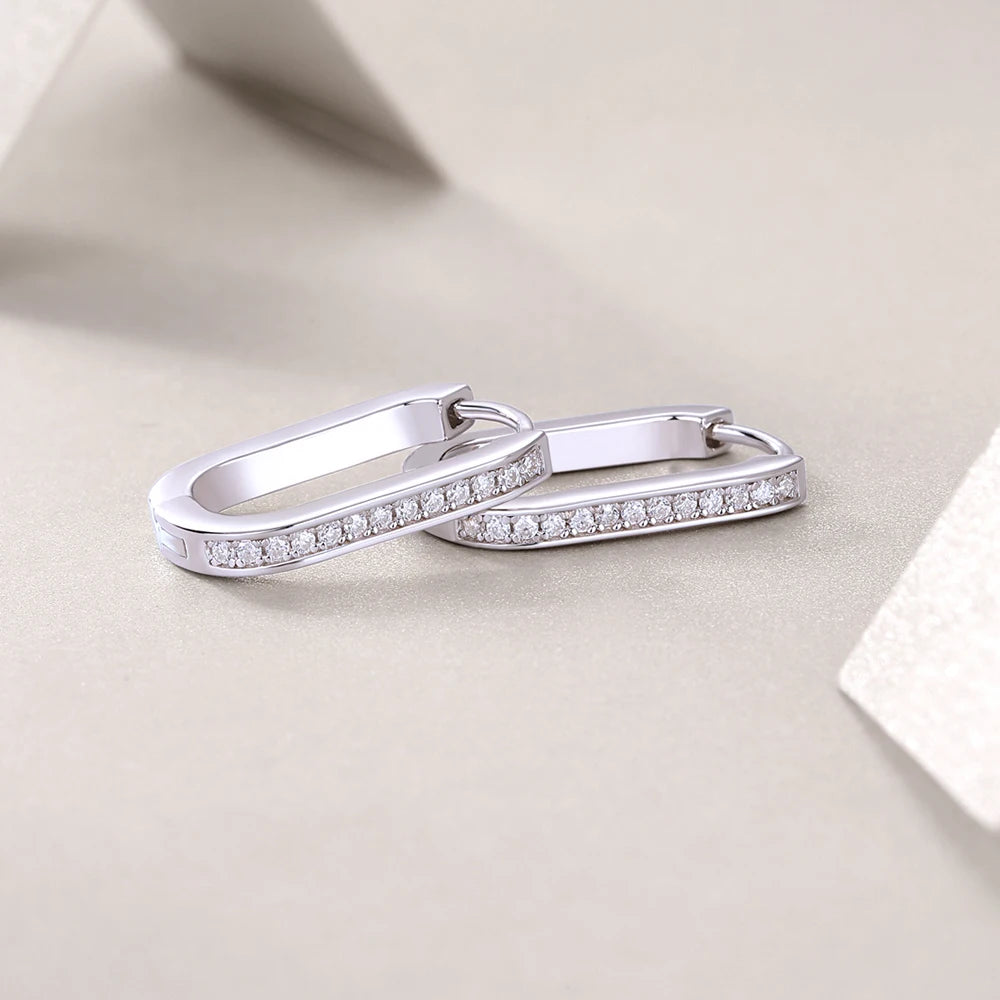 18K Plated Moissanite Earrings for Women Original Certified 925 Sterling Silver Hoop Earrings Minimalist Trendy Piercing Jewelry