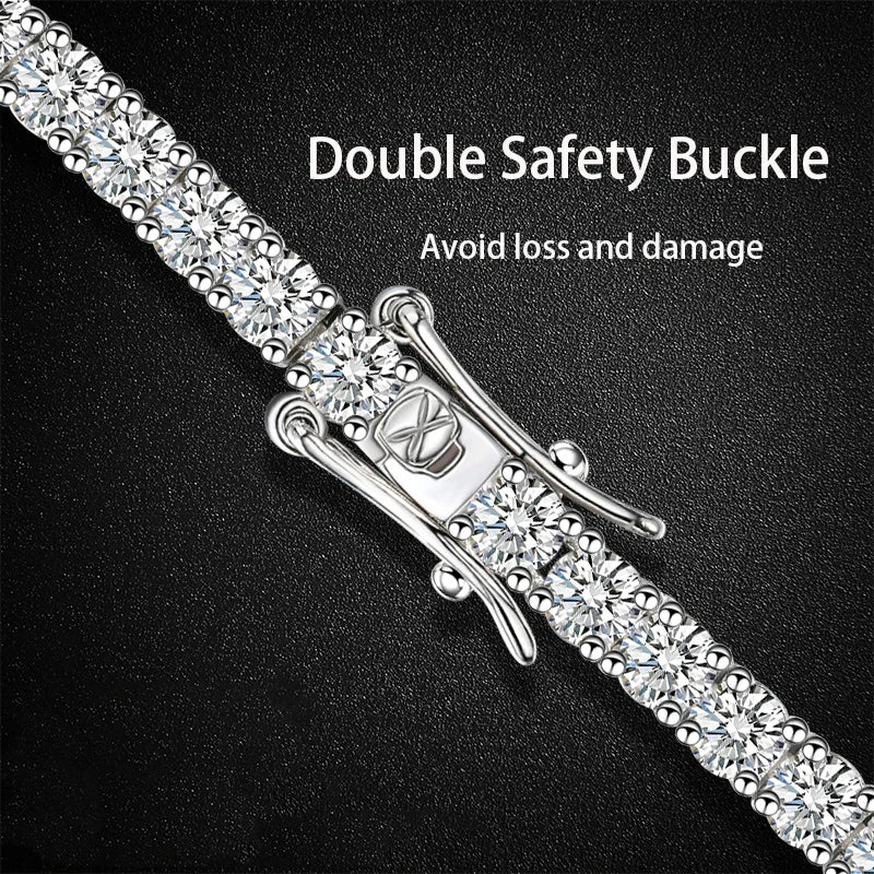Moissanite Tennis Bracelets 3/4/5mm for Women 925 Sterling Silver Gemstone Bangle Wedding Sparkles Lab Diamond Bracelet