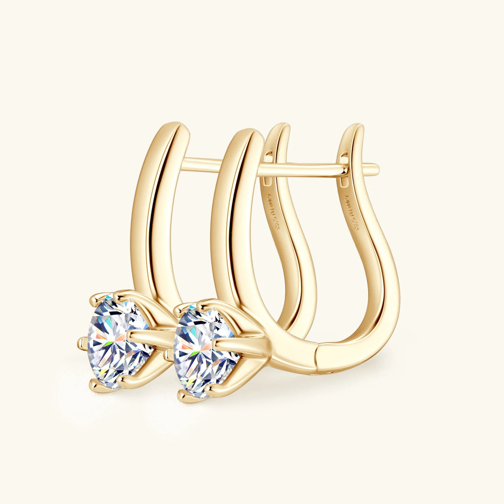 18K Gold Plated Moissanite Earrings 925 Silver Earring Original Certified 6.5mm Diamond Hoop Ear Clips for Women Jewelry Gift