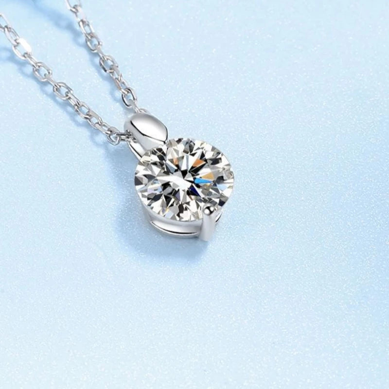 Daughter 18K White Gold Necklaces Women Wedding 1/2/3CT VVS D Color Moissanite Diamond Pendant PT950 Platinum Girl Birthday Gift