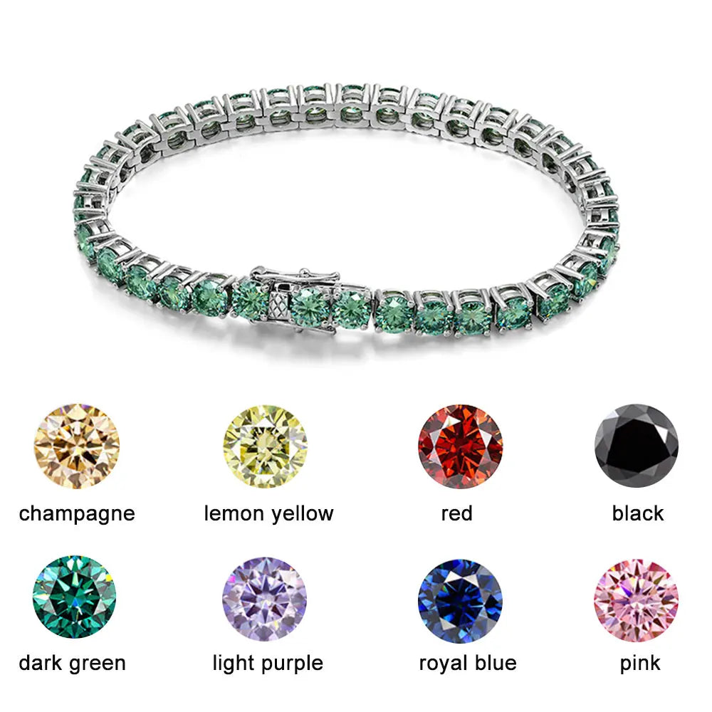 Green Moissanite Tennis Bracelet | D VVS1 S925 Silver