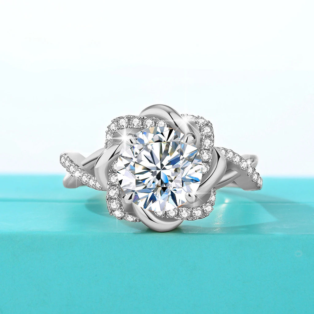 Moissanite Ring Yellow Gold 3ct With Certificate High Quality Wedding Party Jewelry