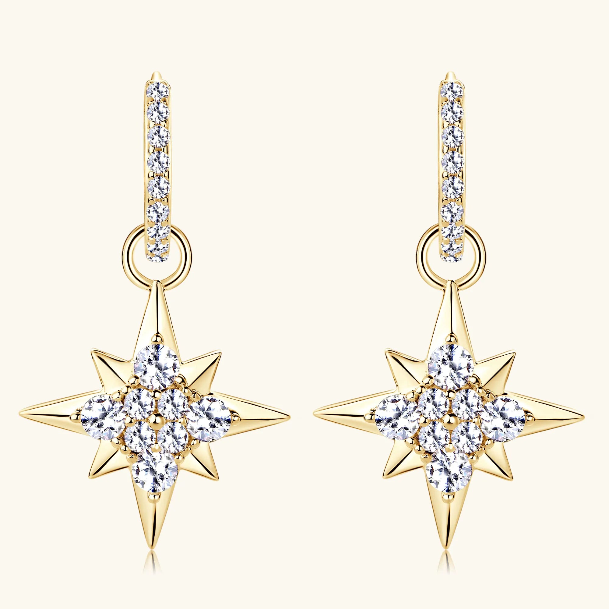 Real Moissanite Hoop Earrings S925 Sterling Silver Plated 18k Gold Star Drop Earrings for Women Piercing Jewelry Gifts